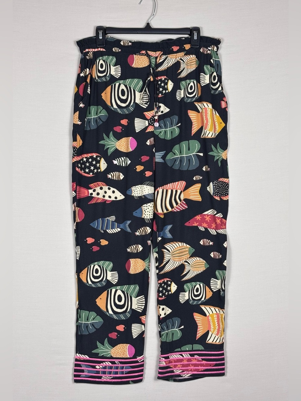 FARM Rio Anthropologie Tropical Fish Print Pants Boho Resort Medium